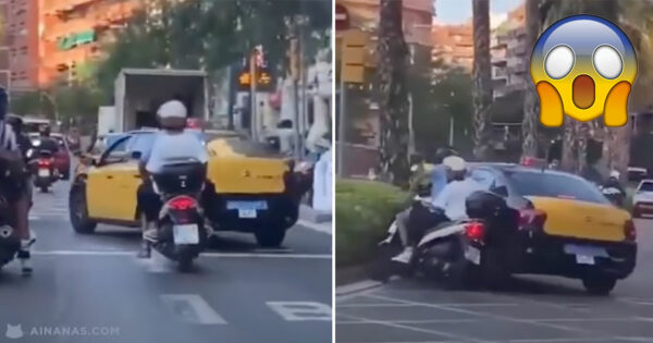 Taxista abalroa uma mota em Barcelona