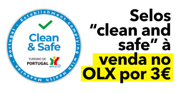 Selos “clean and safe” à venda no OLX por 3€