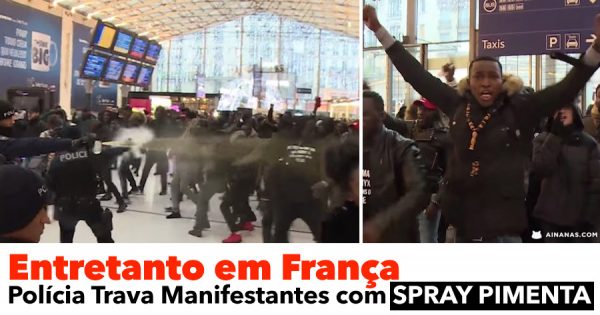 Entretanto em França: Polícia Trava Manifestantes com SPRAY PIMENTA