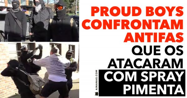 PROUD BOYS confrontam ANTIFAS mascarados que os atacaram