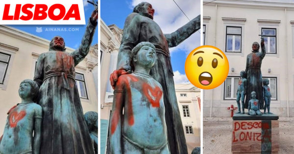 Estátua do PADRE ANTÓNIO VIEIRA vandalizada em Lisboa