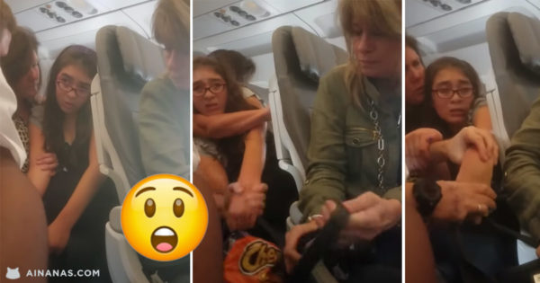 Rapariga ARMA UM PUTO BASQUEIRO no avião por causa do telemóvel
