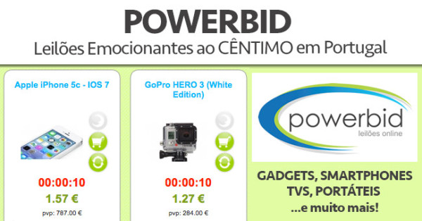 POWERBID: Leilões Emocionantes AO CÊNTIMO em Portugal