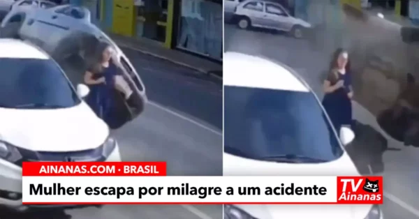 Mulher escapa POR MILAGRE a um acidente