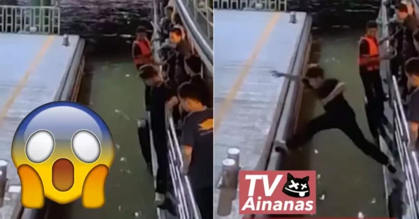 Turista Precipitado quase Morre Esmagado por Barco