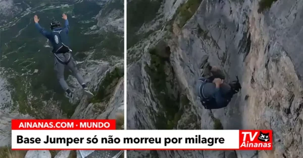 Base Jumper só NÃO MORREU por Milagre