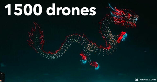 1500 DRONES formam dragão voador na China